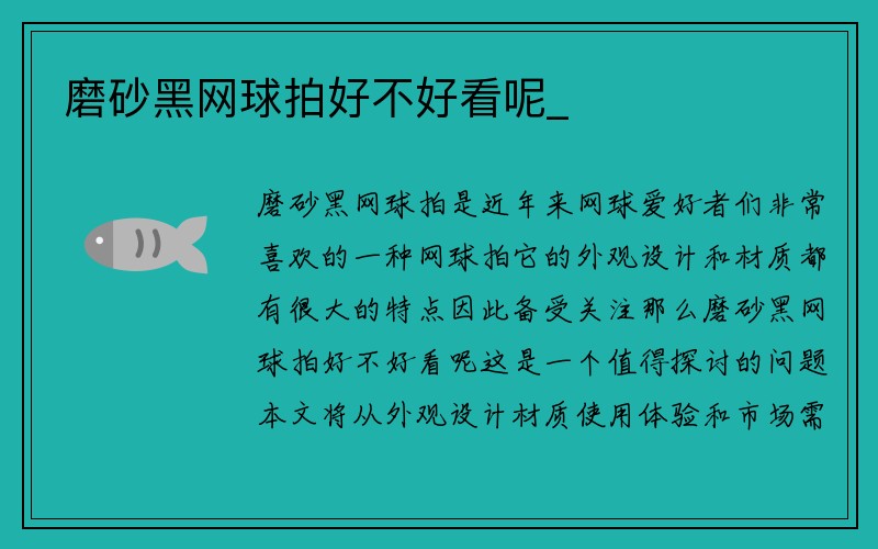 磨砂黑网球拍好不好看呢_